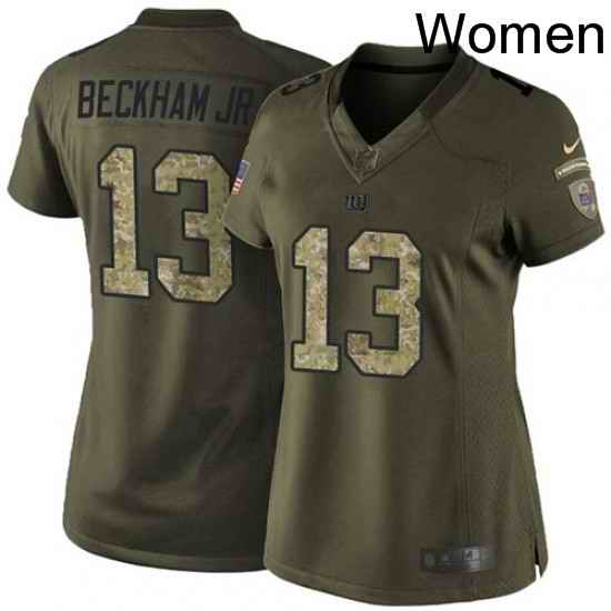 Womens Nike New York Giants 13 Odell Beckham Jr Elite Green Salute to Service NFL Jersey